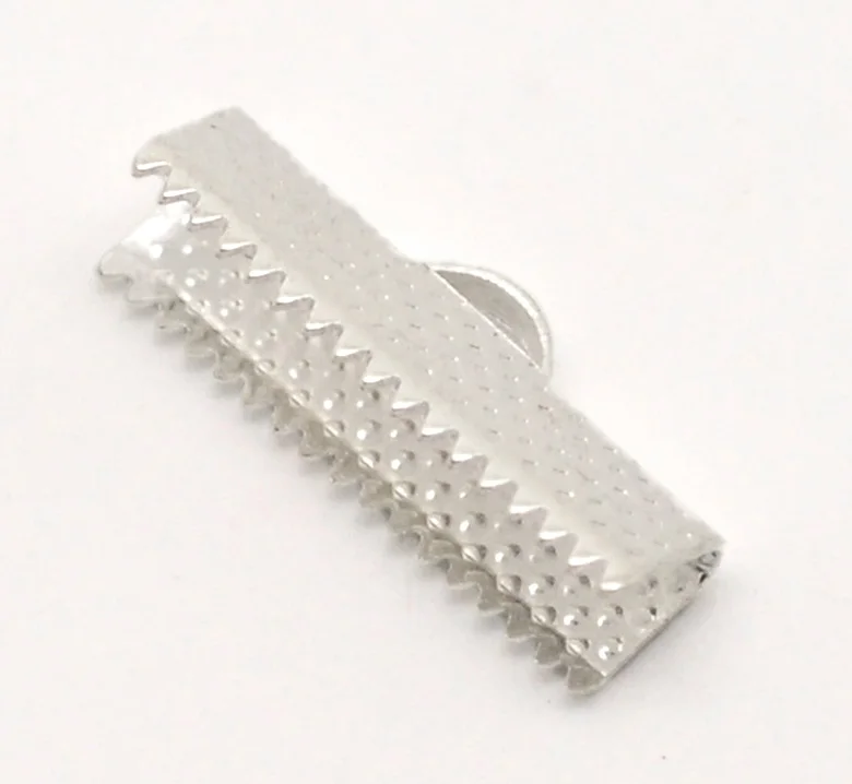 Серебряные украшения DoreenBeads текстурированные Концевики Обжимные бусины 20x8 мм (3/4