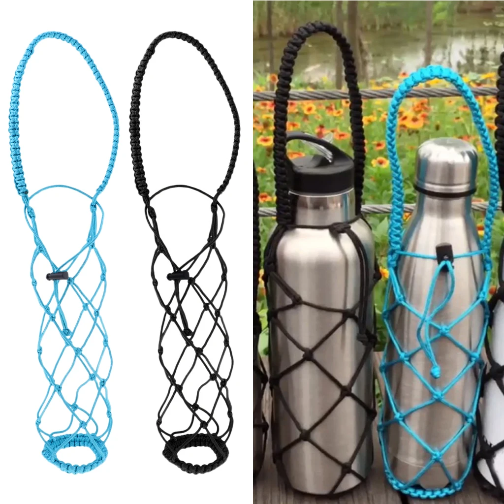 2 упаковки держатель для бутылки с водой сетчатый рукав ручка Paracord бутылок 17