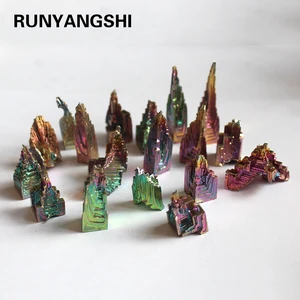 Природный зеленый металлический камень, руда висмута, грубая пирамида, прекрасный подарок, образец радужного висмута, Кристалл, 1 шт., целебный минерал