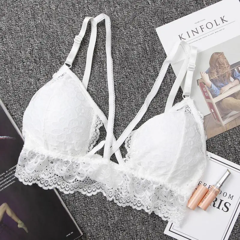 5 Sexy Lace Bralette Bra Bustier Crop Tops Women Lace Strappy Padded Bra Crop Tops - Цвет: 5
