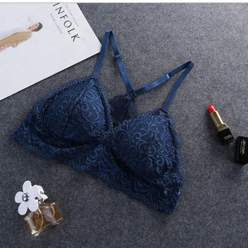 Женские бюстгальтеры без косточек тонкие хлопковые кружевные черные белые