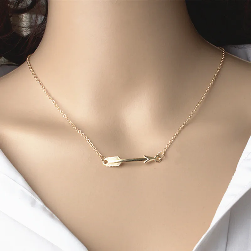 Модное золотистое серебряное ожерелье чокер со стрелками для женщин