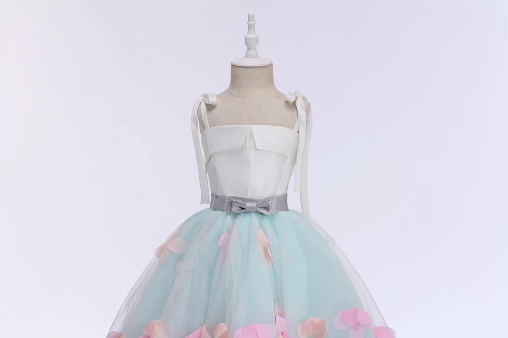 SSYFashion/Новые Летние свадебные платья мятно-зеленого цвета с цветочным узором для девочек; Детские вечерние платья принцессы с аппликацией спереди и сзади