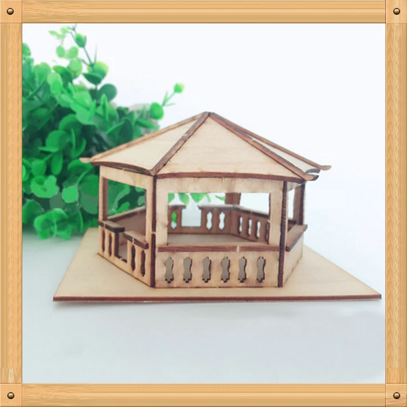 Деревянный шестиугольный павильон модель строительства|building model|wood assemblymodel building |