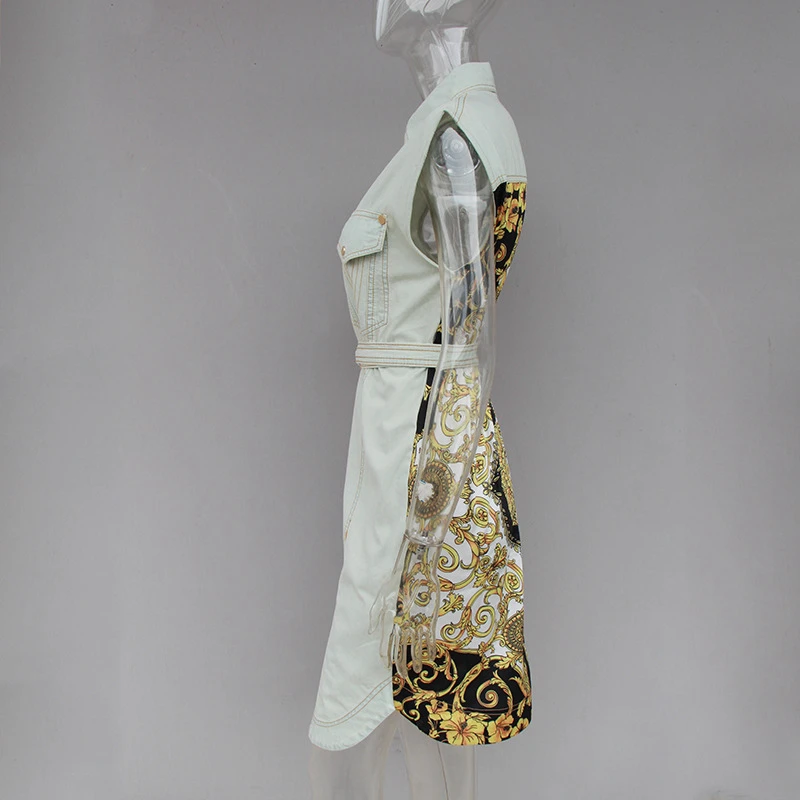 2019 летнее подиумное платье женское винтажное джинсовое мини-платье с цветочным