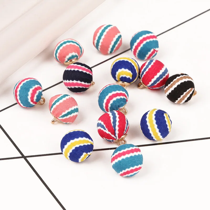 10 шт./лот черный темно синий красный в полоску покрытые тканью Бусины Подвески