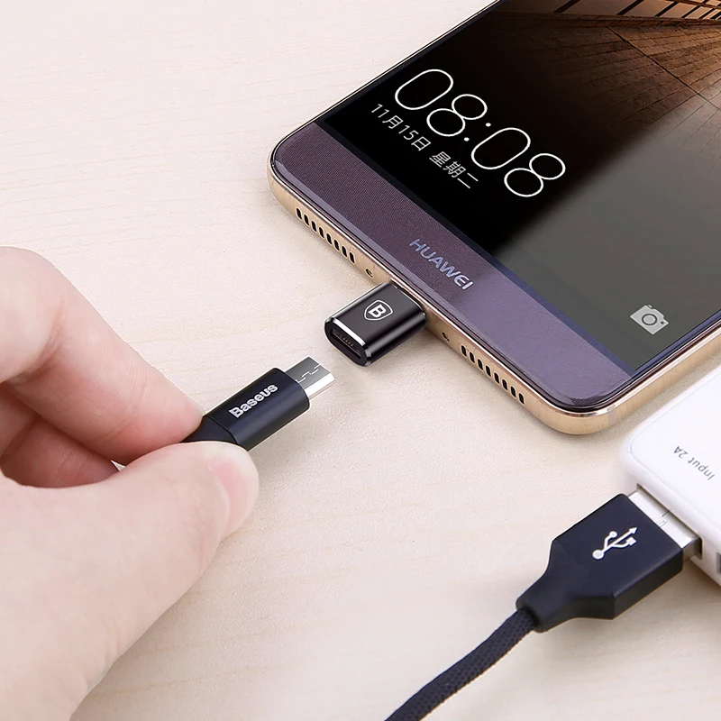 Адаптер Baseus OTG USB Type C с разъемом Micro для быстрой зарядки и передачи данных разъема