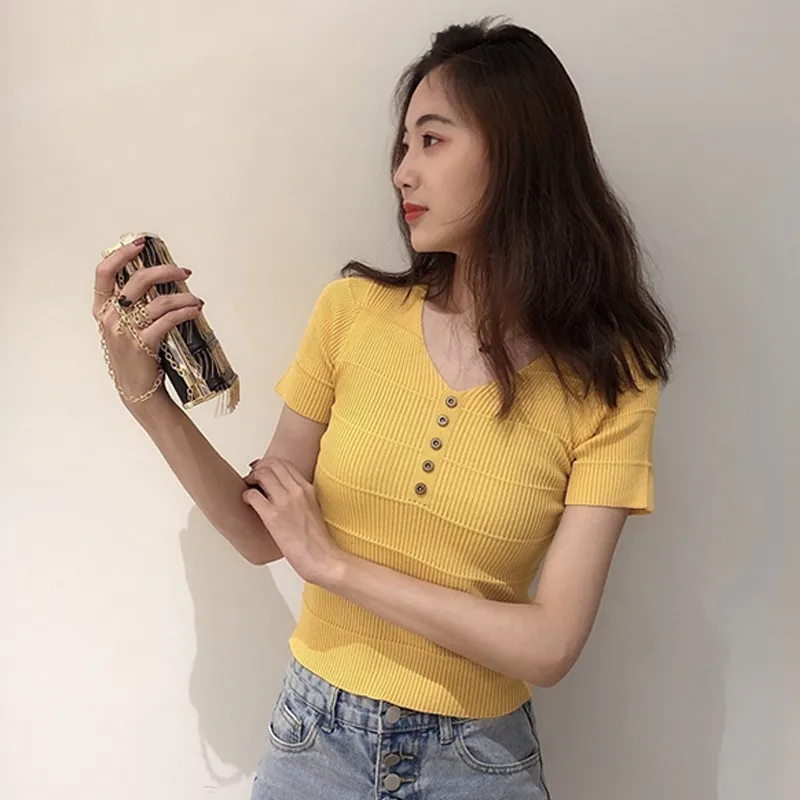 Camisetas Verano Mujer футболка из ледяного шелка свитер модная черная с коротким рукавом и