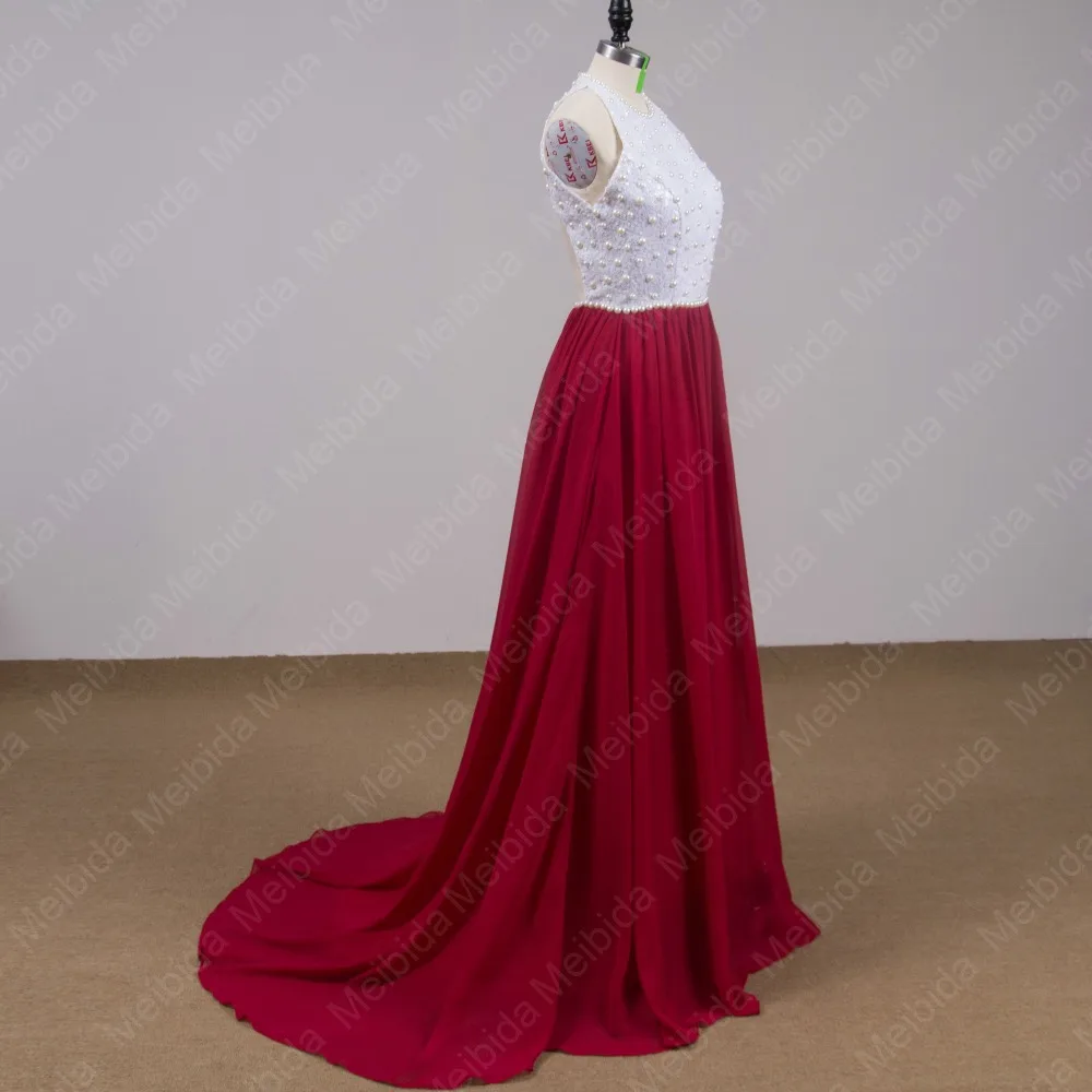 Open Back Sexy Mother Of The Bride Dresses Beaded Chiffon Romantic Red Custom Made Floor Length Real Image 2015 New Arrival RM11 | Свадьбы и