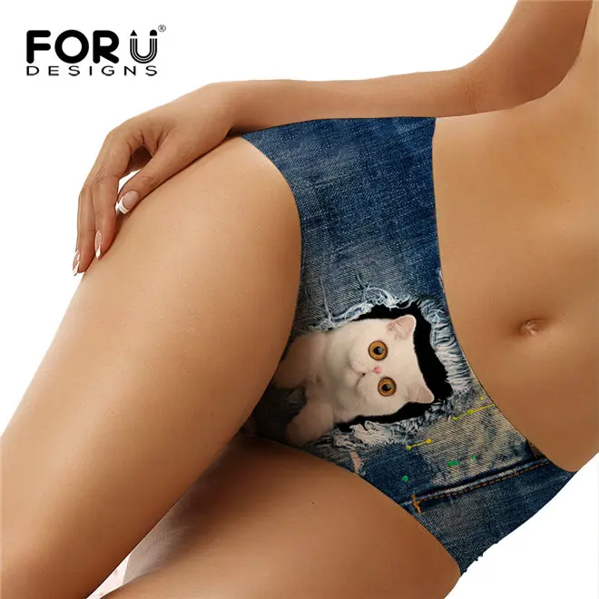 FORUDESIGNS/Новое модное женское нижнее белье с забавным 3D принтом собаки кошки, сексуальное женское нижнее белье, женские бесшовные трусики, женские трусики - Цвет: AM1