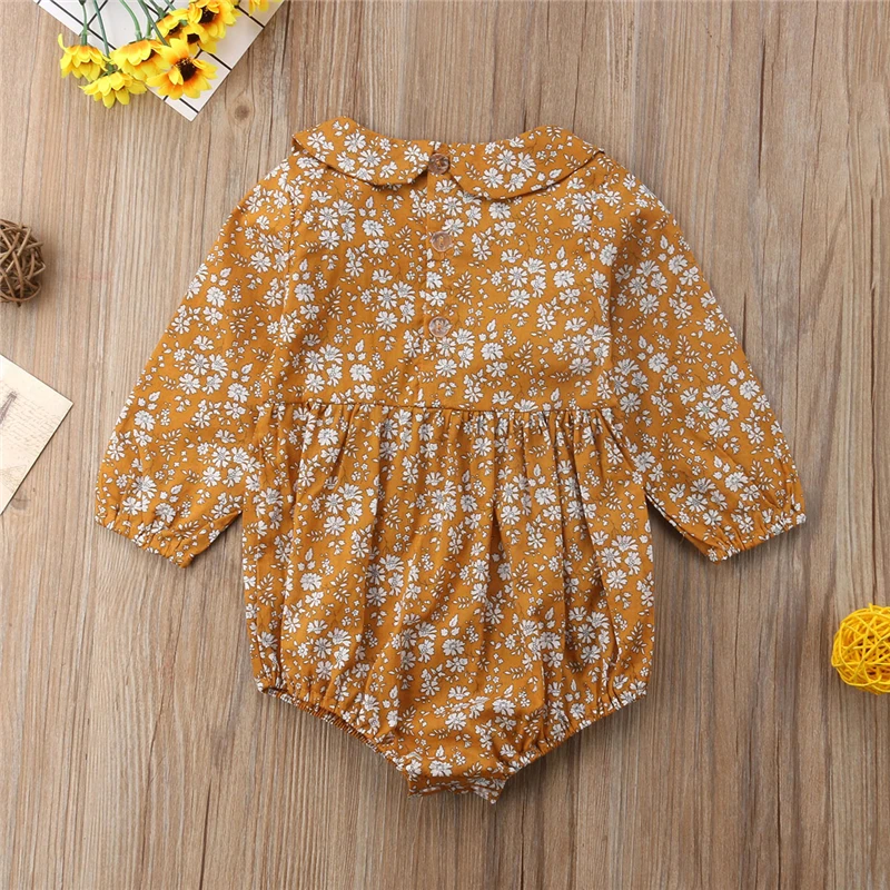 Infant Newborn Baby Girl Floral Princess Romper Clothes Sunsuit Jumpsuit Playsuit Kids Girls Long Sleeve Overall Rompers | Детская