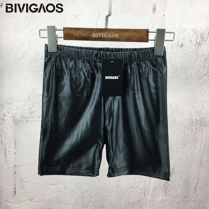 BIVIGAOS женские плотная искусственная кожа шорты из полиуретана модные с