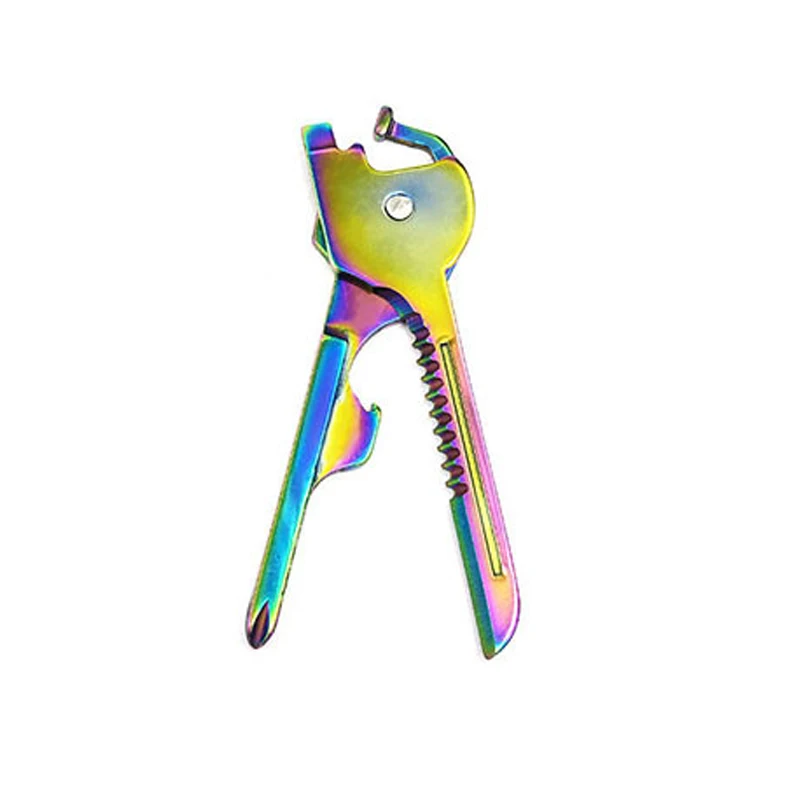Rainbow Тактическое кольцо ключ Многофункциональный Utili мини мульти брелок с шестеренкой EDC карманный нож открывалка универсальный инструмент выживания набор отвертка форма - Цвет: Rainbow