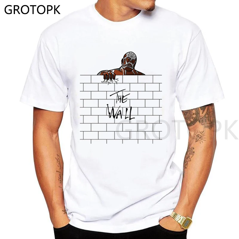 

Футболка мужская с надписью «The Wall», винтажная тенниска в стиле Харадзюку, майка из японского аниме «атака на Титанов», 2022
