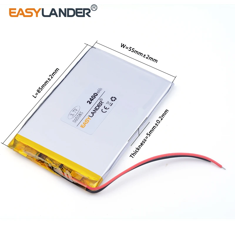3 шт./лот 7 в литий-ионная полимерная аккумуляторная батарея 505585 2400 мАч мобильный