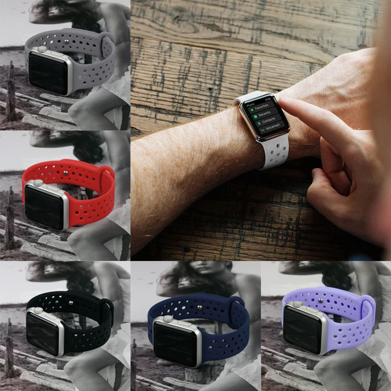 Ремешок для часов силиконовый Apple Watch 3/2/1 42 мм 38 мм|Ремешки часов| |
