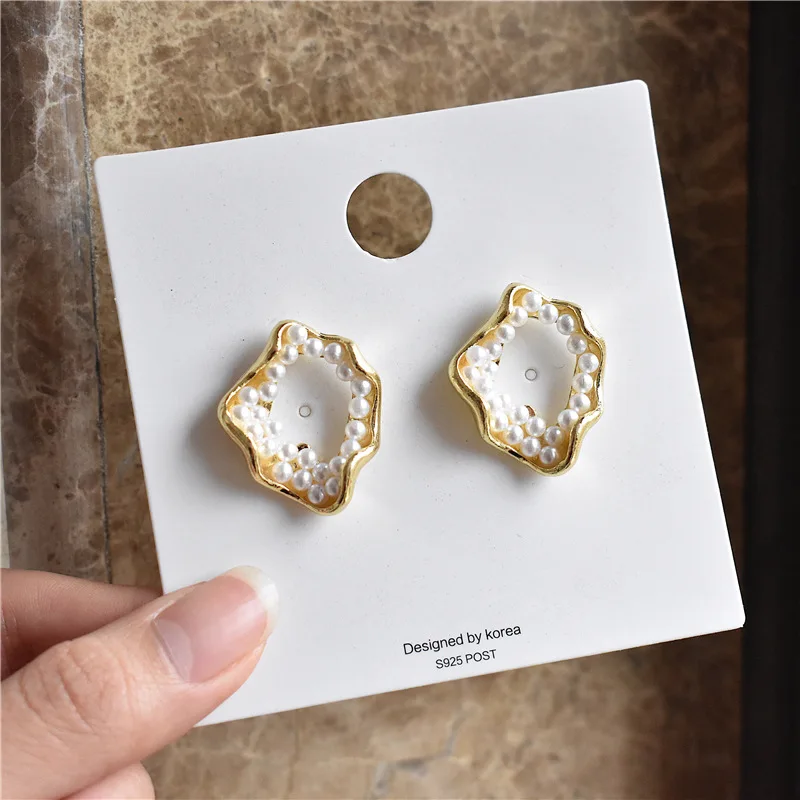 Женские асимметричные серьги гвоздики Винтажные неправильной геометрической