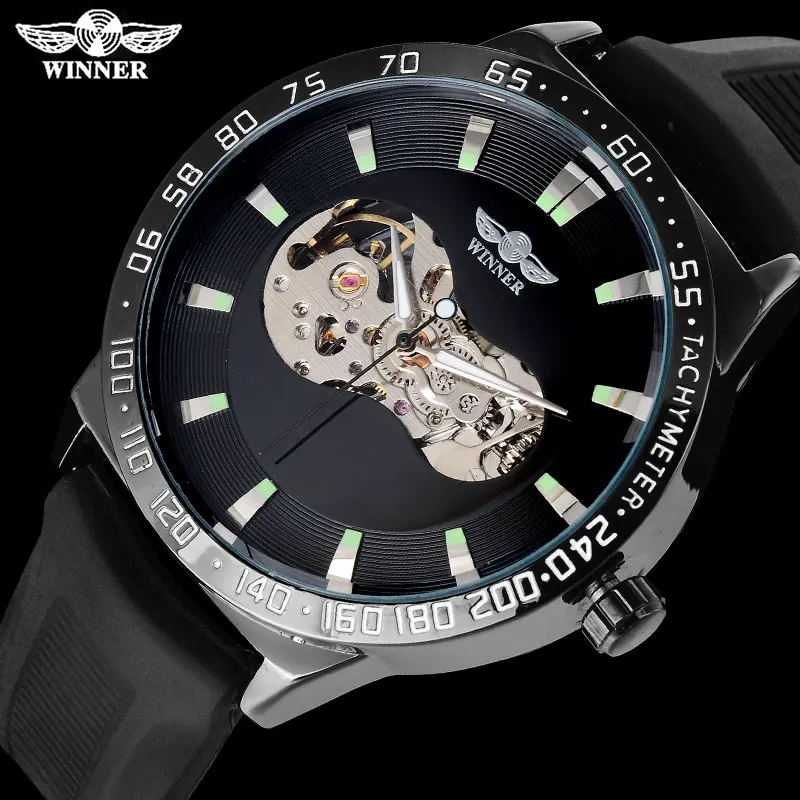 Часы скелетоны twinside Мужские механические спортивные брендовые автоматические