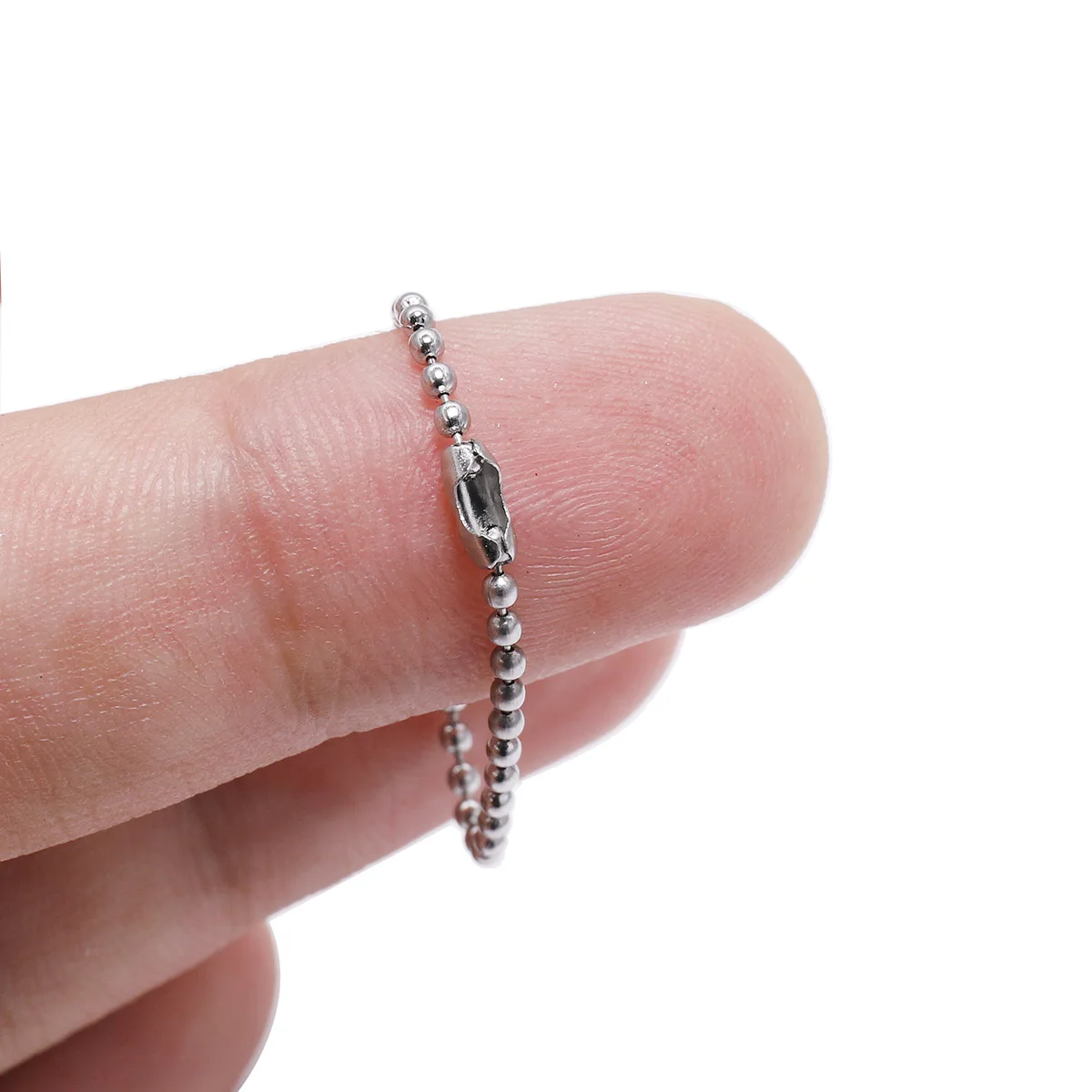 50pcs/Lot 1.5 2.0 2.5 3.2 mm Stainless Steel Ball Chain Connector Clasps End Beads Crimp For DIY Jewelry Making Finding Supplies