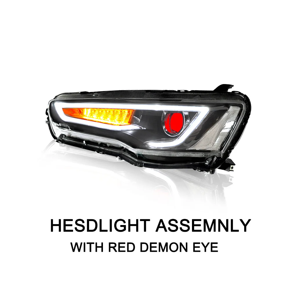 with demon eyes AcooSun для Mitsubishi Lancer EVO X 2008- Автомобильная фара в сборе светодиодный DRL сигнал поворота ксенон HID проектор Объектив Plug and Play - Цвет: with demon eyes