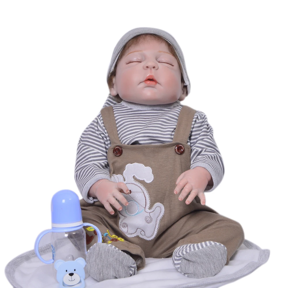 

23Inch Realistic Sleeping Reborn Baby Dolls Full Body Silicone Vinyl 57 cm Simulation Red Skin Baby Dolls For Boy Birthday Gifts