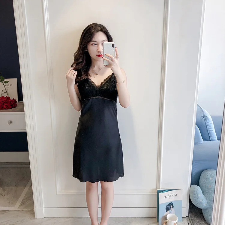 Sexy Women Silky Sleep Robe Strap Top Sleepwear V-Neck Nightdress Lady Home Wear Nightgown Bath Gown Sleepshirts Bathrobe M-XXL | Женская
