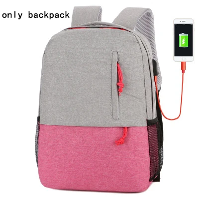 Style 2 gray pink Нейлоновый рюкзак для путешествий с usb зарядкой, женские и мужские рюкзаки, устойчивые к царапинам, сумка для ноутбука 13, 14, 15, 15,6 дюймов, большие сумки для ноутбуков - Цвет: Style 2 gray pink