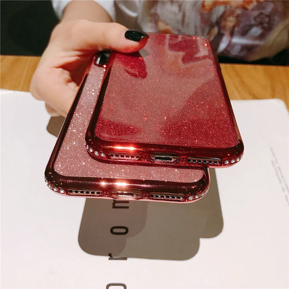 Роскошный блестящий чехол со стразами для iphone XS MAX XR 10X7 8 Plus 6 S Мягкий Силиконовый