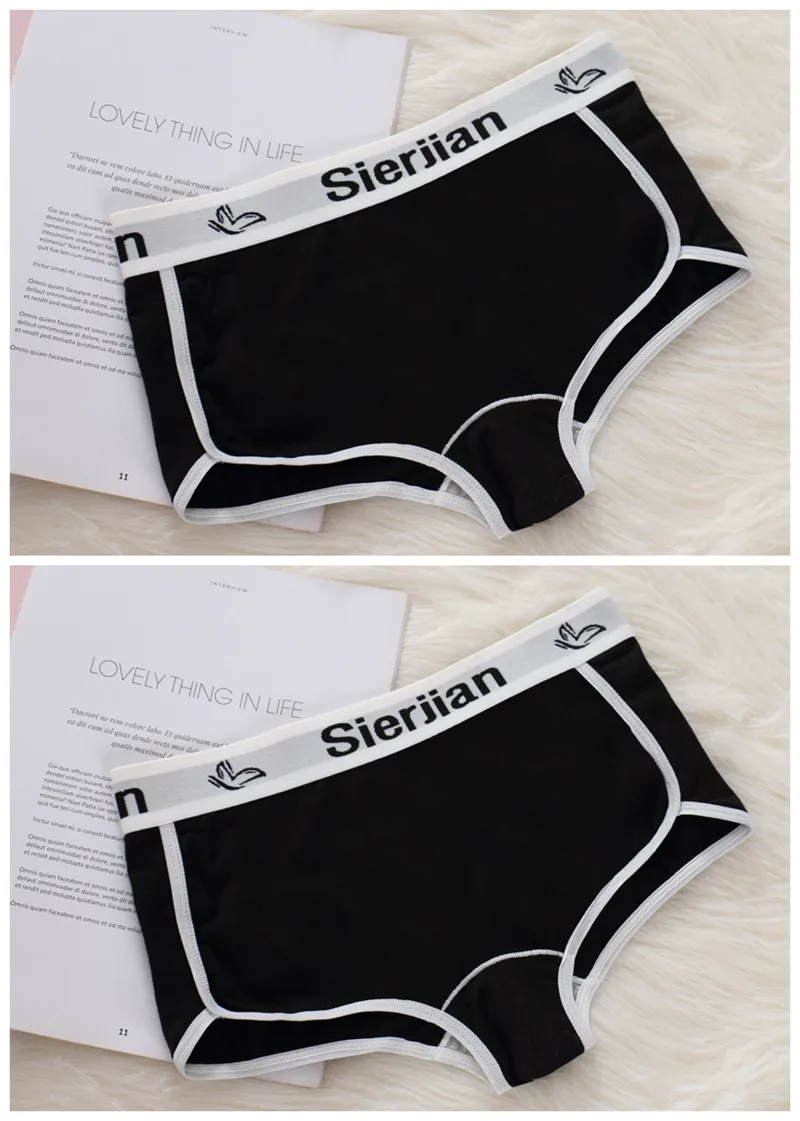 2 Black 2PCS Fitness boyshorts women underwear cotton female Panties ladies Panty womens boxer briefs motion shorts Letter Fashion - Цвет: 2 Black