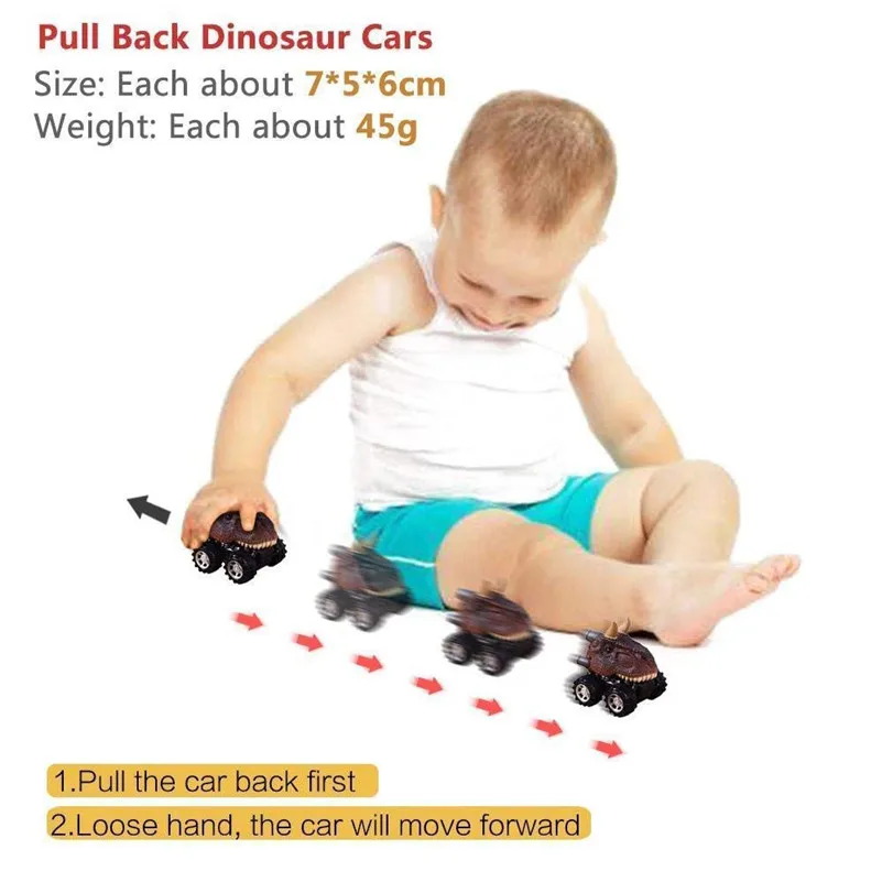 

4PCS Animal Children Gift Toy Dinosaur Model Mini Toy Car Gift Pull Back Cars Toy voitures petites voitures model machine QC3