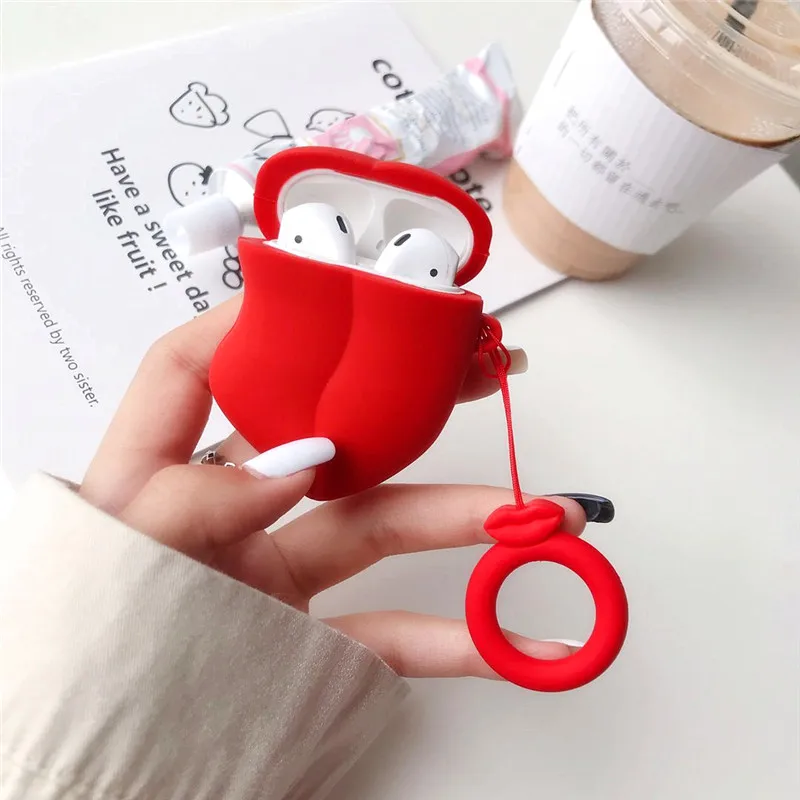 3D силиконовый чехол для наушников Airpods ударопрочный защитный брелка аксессуары
