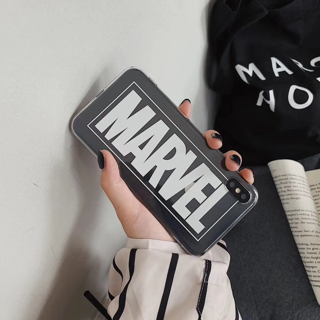 MARVEL LOGO Avengers Heros case cover for apple iphone X XS MAX XR 7 7Plus 8 8Plus 6 6sPlus Transparent soft silicone Coque |