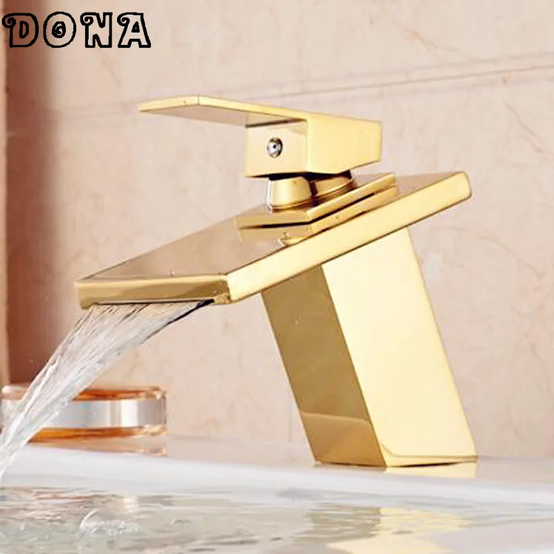 

Wholesale And Retail Brass Waterfall Bathroom Basin Faucet Single Handle Hole Sink Mixer Tap Free Shipping DONA4020