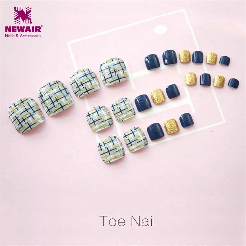 Блестящий Носок дизайн ногтей красочные накладные ногти для пальцев ног полное