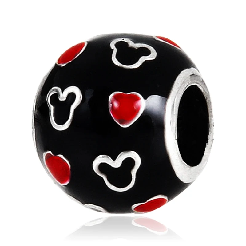 mickey heart around Дропшиппинг Подвески бусины Микки Минни мультфильм хрустальные бусины подходят к оригиналу Пандора талисманы Браслеты DIY женские ювелирные изделия - Цвет: mickey heart around