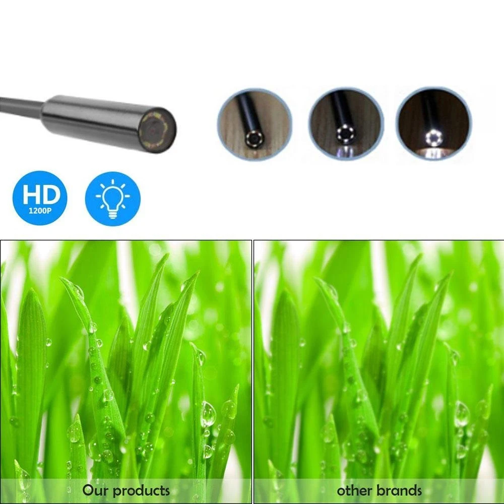 3in1 Micro Тип usb c HD 8 мм миниатюрная камера эндоскоп полу жесткий кабель