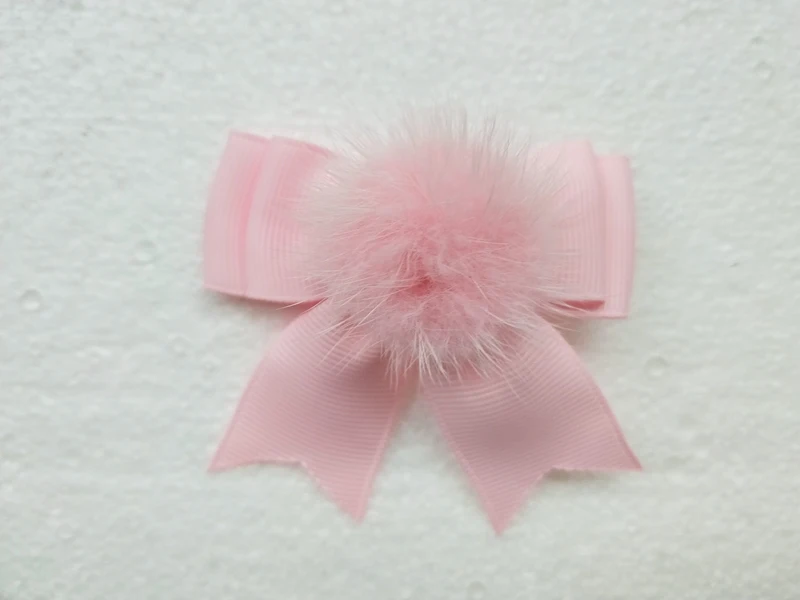 Заколки для волос с бантами девочек 2 шт. Hi-Q 5 дюйма меховым помпоном милые помпоны