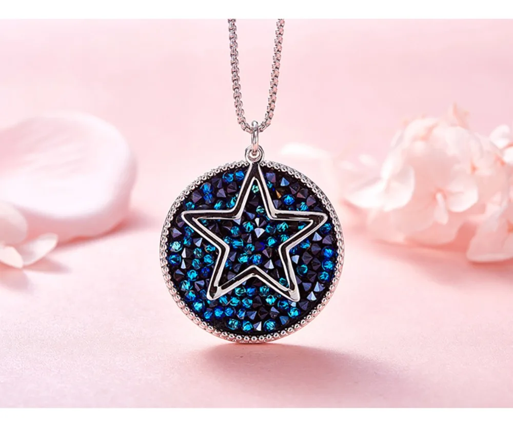 GEEZII кристаллическая звезда большой круг Длинный кулон цепочки и ожерелья для