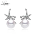 Серьги-гвоздики женские из серебра 925 пробы, с натуральным пресноводным жемчугом