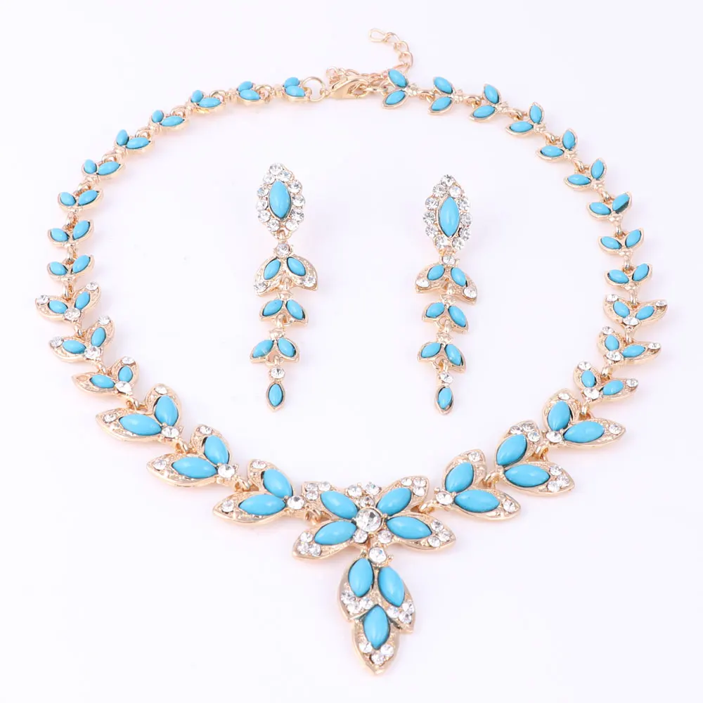 Набор ювелирных изделий для женщин ожерелье с кристаллами серьги набор