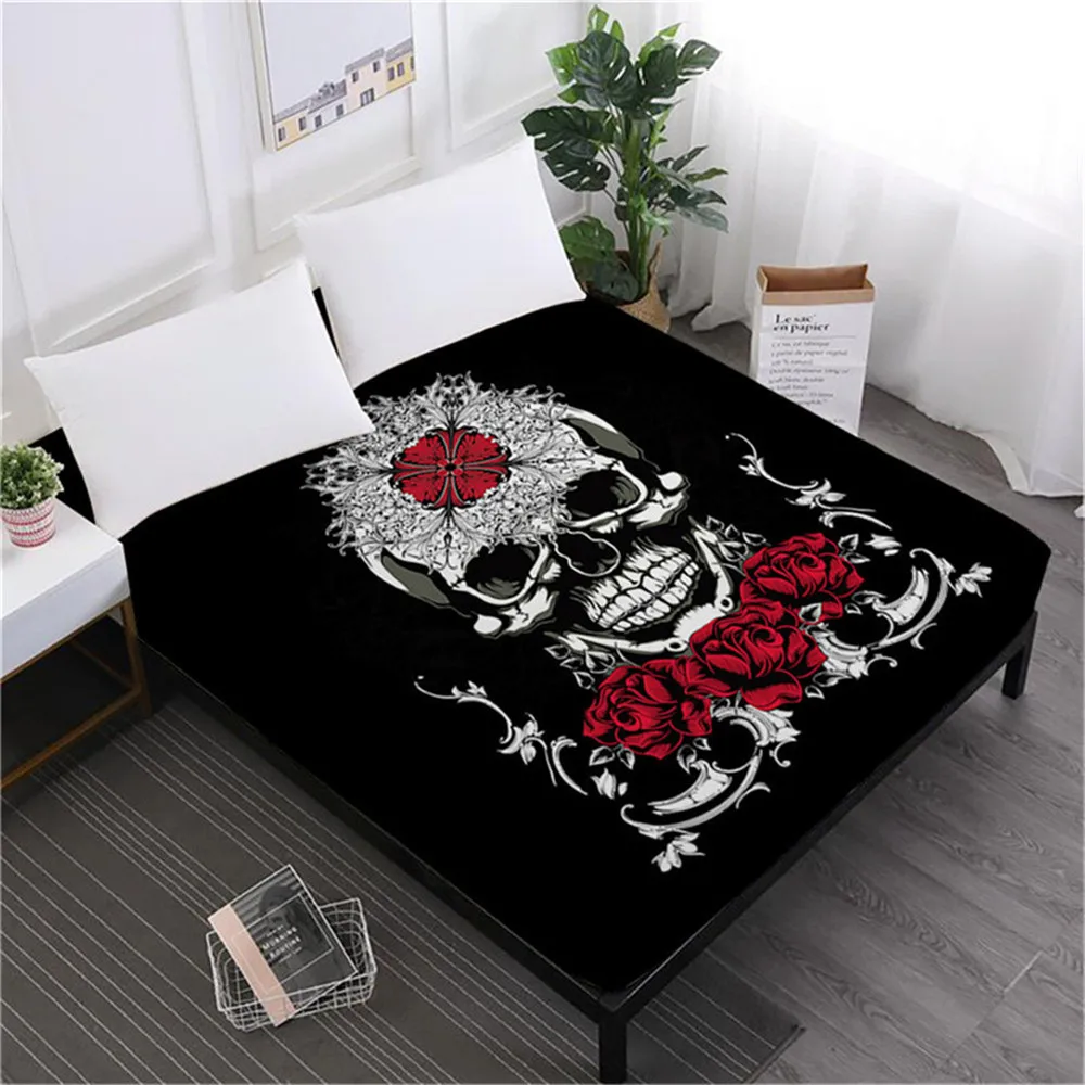 DCL-AS113-B Boho Tribal Sugar Skull простыни с цветочным принтом простыни для Хэллоуина с принтом скелета постельное белье Мягкий чехол на матрас D30 - Цвет: DCL-AS113-B