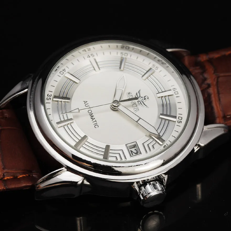 Часы наручные SEWOR Мужские автоматические брендовые механические деловые с датой