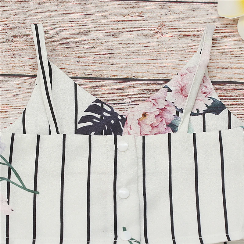 Новинка одежда для малышей комплект девочек с цветочным принтом широкие штаны в