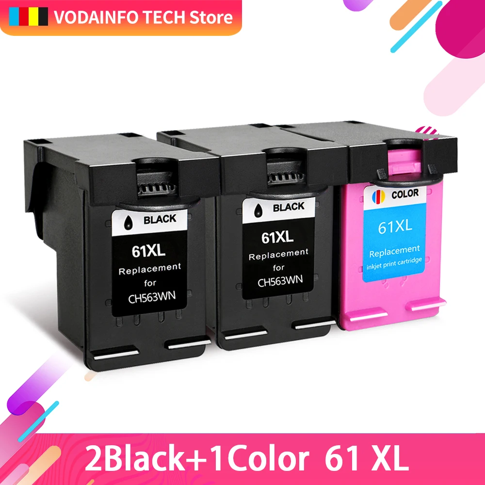 QSYRAINBOW 3 шт. 61 XL сменный чернильный картридж для HP 61XL Deskjet 1000 1050 1050A 1510 2000 2050 2050A 3000 |
