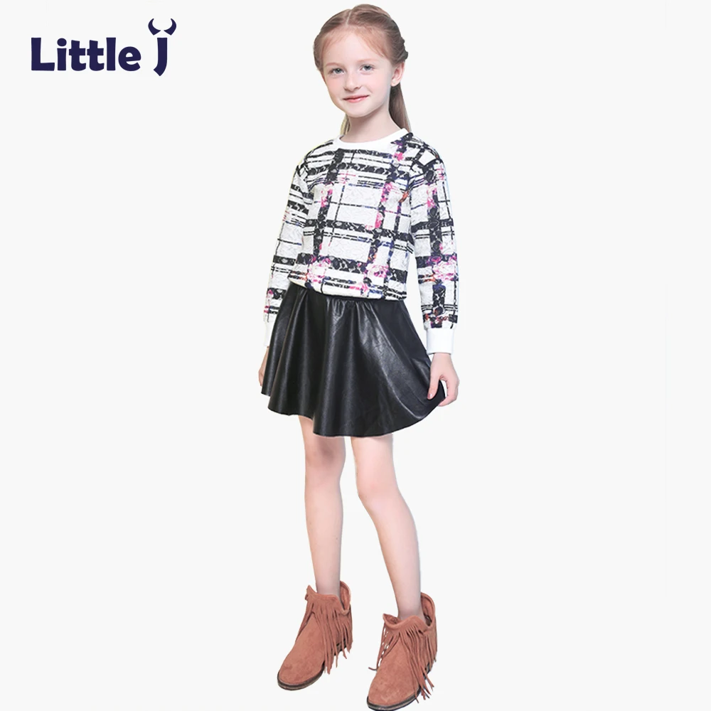 Новая черная юбка из искусственной кожи для девочек детская одежда осенне зимняя