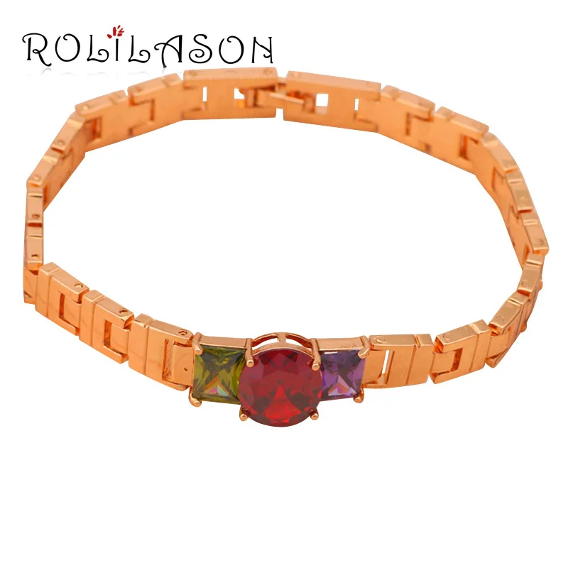 Браслеты ROLILASON женские Изящные Ювелирные украшения золотого цвета с гранатом