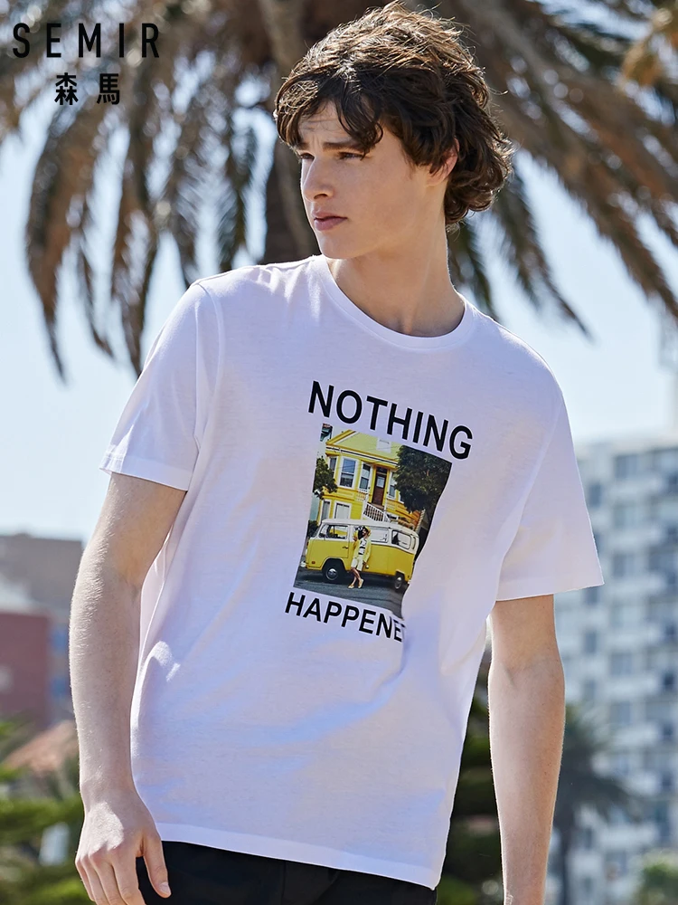 Мужская футболка с коротким рукавом SEMIR Корейская хлопковая Футболка круглым