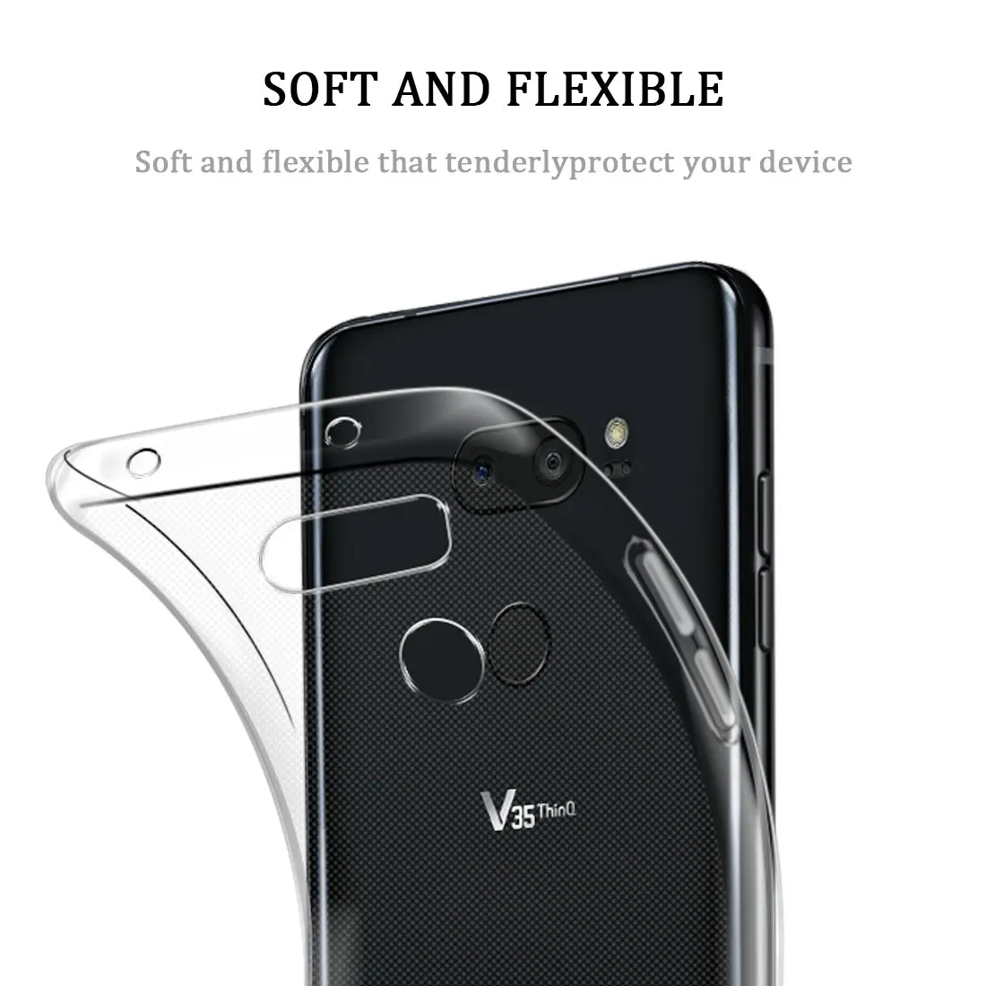 Чехол для LG V40 ThinQ / V35 прочный силиконовый прозрачный бампер из ТПУ мягкий чехол V10