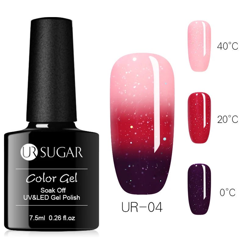 4 Ur Sugar 7,5 мл голографический Гель-лак для ногтей, меняющий цвет, 3 цвета, блестящий термальный Гель-лак, впитывающий УФ-лак - Цвет: 4