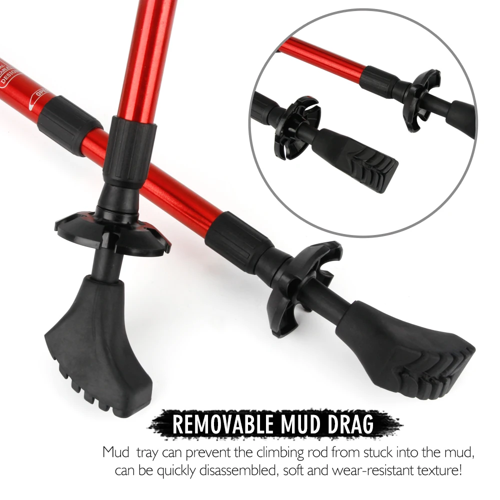 3 Joints Outdoor Walking Stick Trekking Hiking Poles Aluminum Nordic Sticks Telescopic Camping Climb Tools | Спорт и развлечения